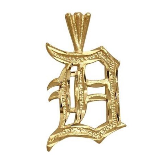 *SOLD* 14K Yellow Gold Letter "D" Old English Diamond Cut Initial Pendant - Picture 1 of 5